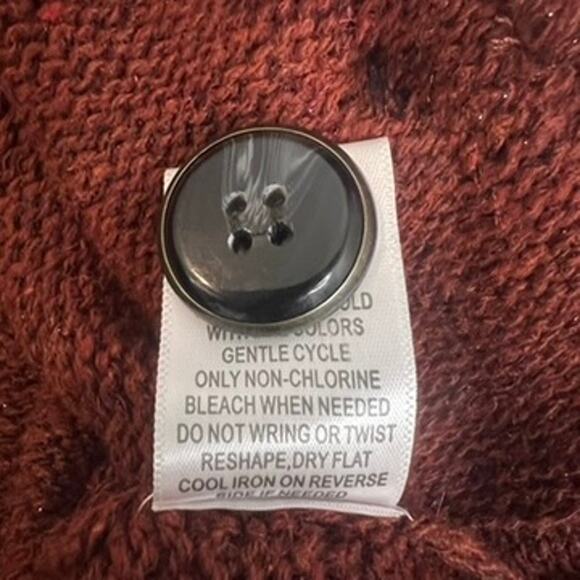 Fortune + Ivy Raiden Tab Open Front Cardigan Sweater Size Medium Maroon Academia - Picture 7 of 12